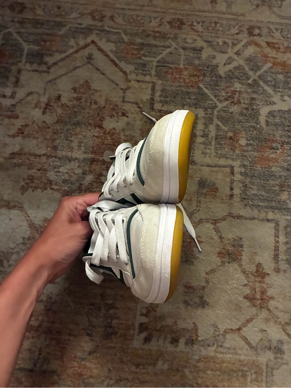 Vans Lowland Shoe in White and Dark Green - Picture 4 of 5